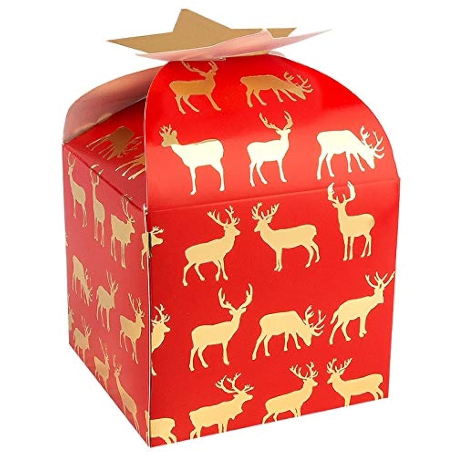 ideen-mit-herz-zier-faltboxen-rentier-11x11x10-cm-rot-mit-goldfolie-10-st-ck image 1
