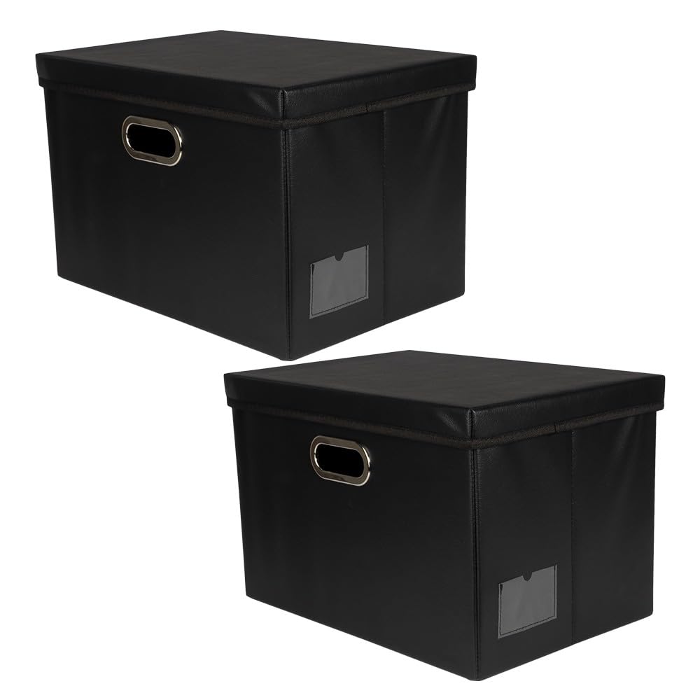 ideen-mit-herz-aufbewahrungsboxen-mit-deckel-2er-set-schwarz-lederoptik-42-x-30- image 1