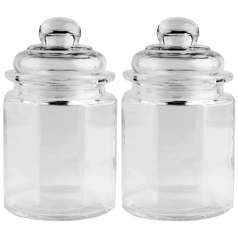 ideen-mit-herz-glas-bonbonieren-achteckig-2-st-ck-8-x-8-x-12-5-cm-230-ml-mit-gla image 1