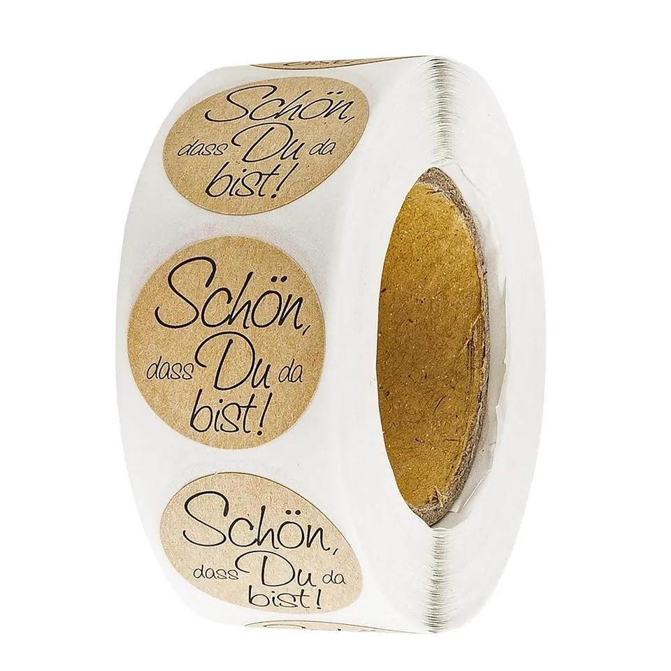 ideen-mit-herz-kraftpapier-sticker-sch-n-dass-du-da-bist-2-5-cm-500-st-ck-auf-ro image 1