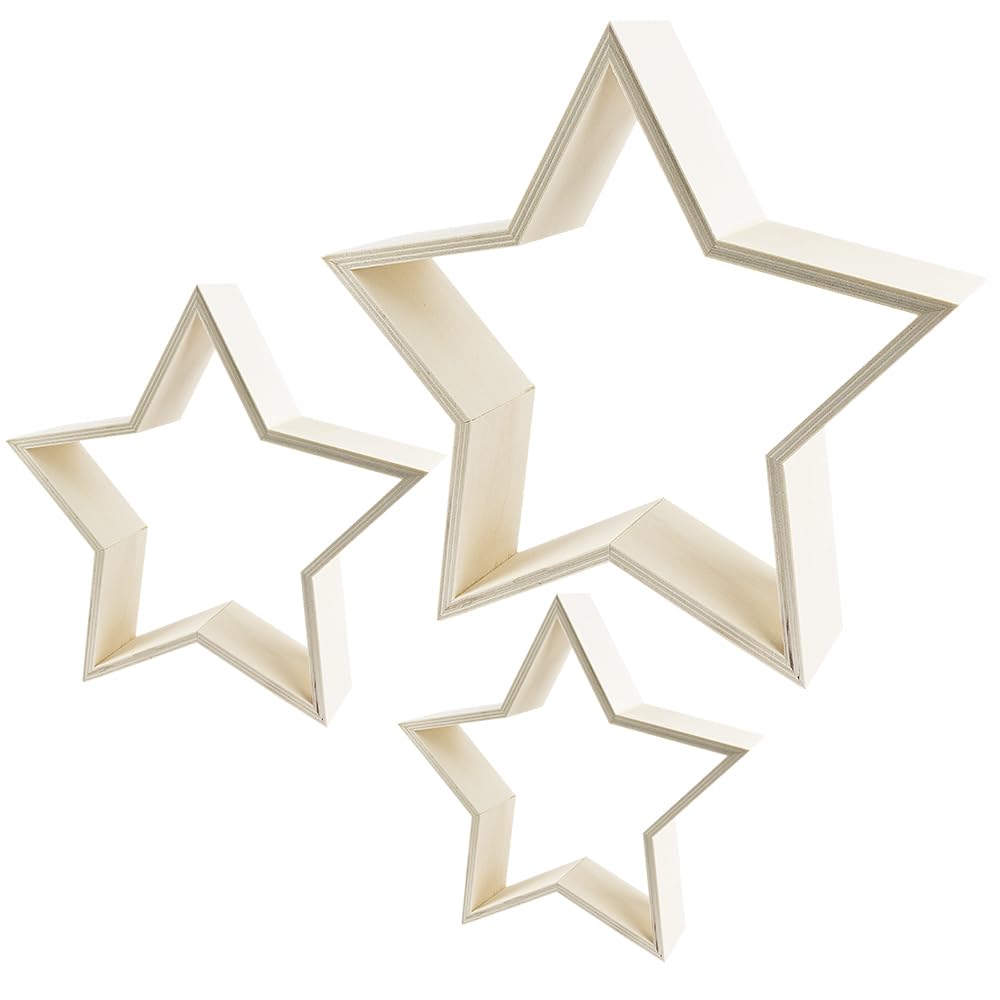ideen-mit-herz-holz-sterne-holzrahmen-3er-set-19-5-30-cm image 1