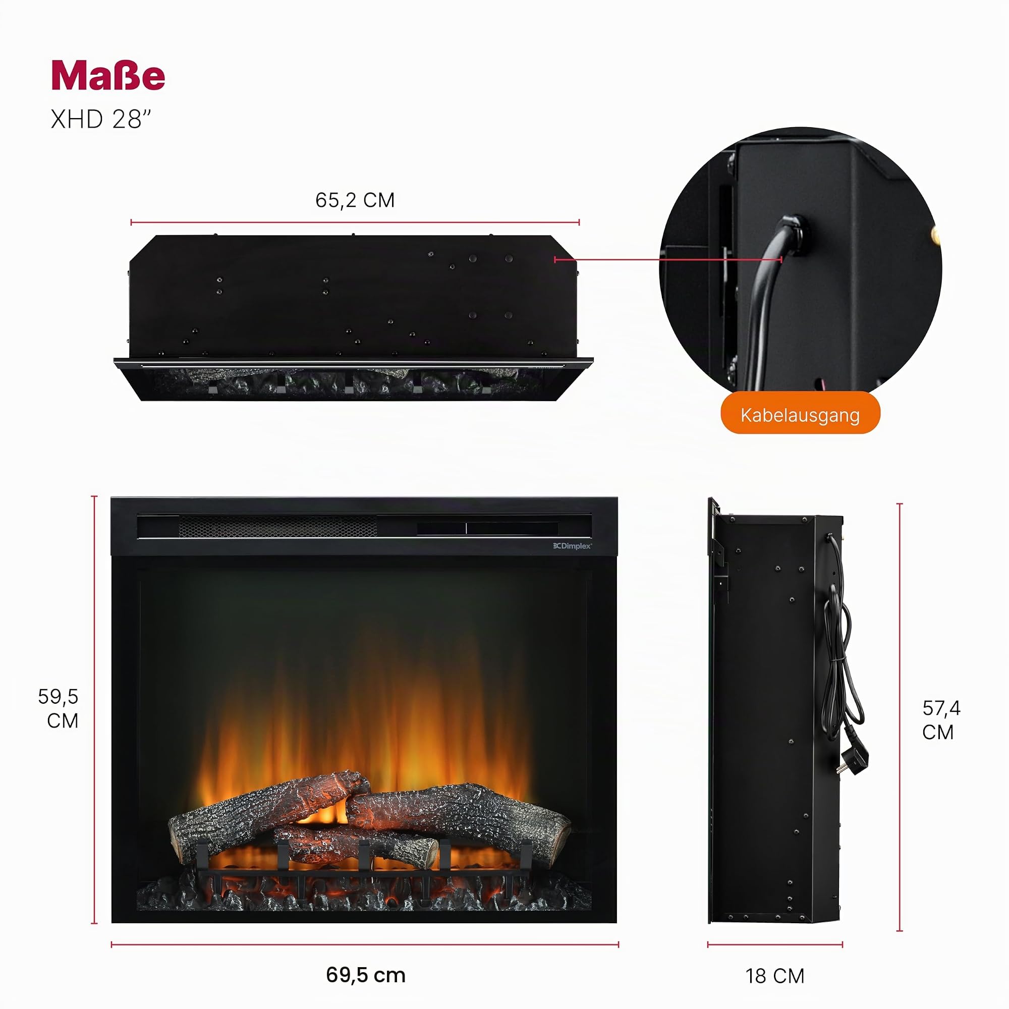 dimplex-xhd-28-elektrokamin-einsatz-wandkamin-mit-heizung-1400w image 3