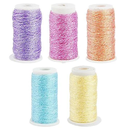 ideen-mit-herz-metallic-garn-5x30m-pastell-5-farben-stickgarn image 1