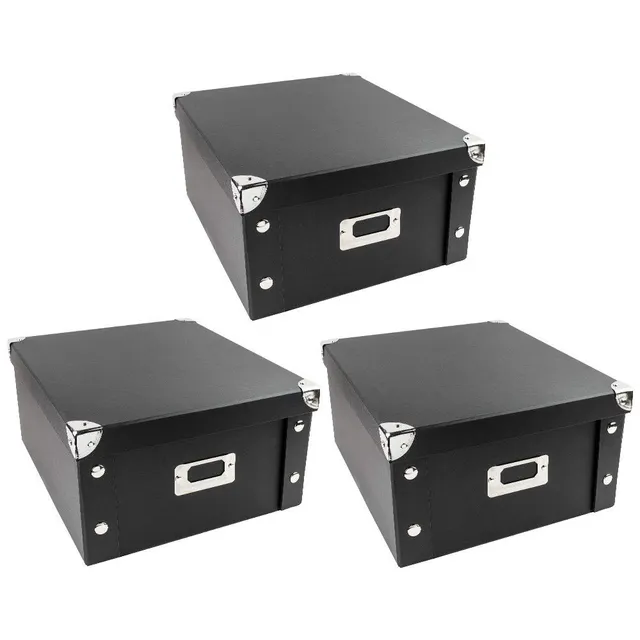 ideen-mit-herz-ordnungsboxen-3er-set-mit-deckel-faltbar-11l-31x26x14-cm-schwarz image 1