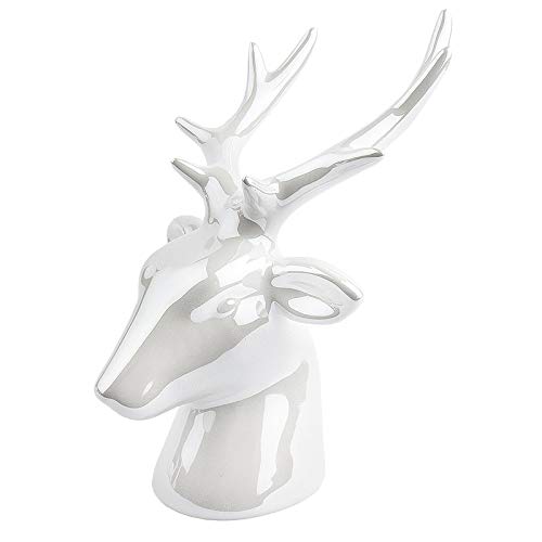 ideen-mit-herz-deko-figur-hirschkopf-stehend-13-5-cm-wei-keramik-mit-perlmuttlac image 2