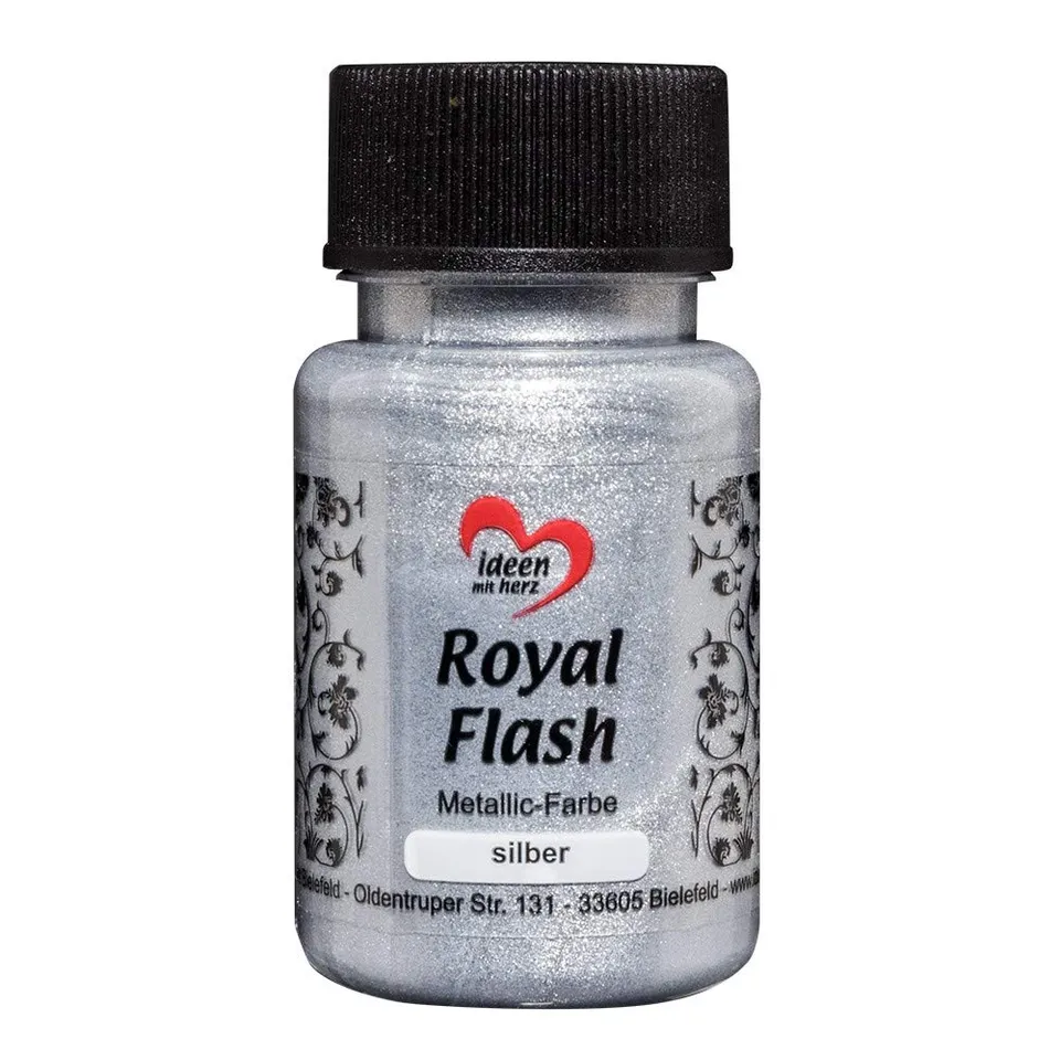 ideen-mit-herz-royal-flash-acryl-farbe-metallic-silber-50-ml-mit-glitzer image 1