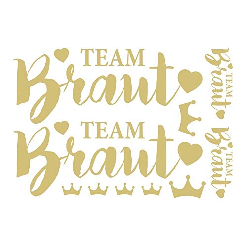 ideen-mit-herz-metallic-b-geltransfers-braut-team-braut-jga-hochzeit-gold-din-a4 image 1