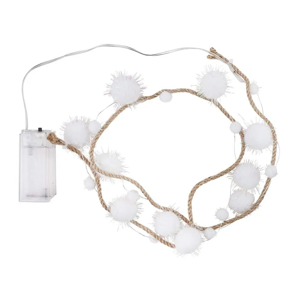 ideen-mit-herz-led-lichterkette-pompons-juteband-20-leds-warmwei image 1