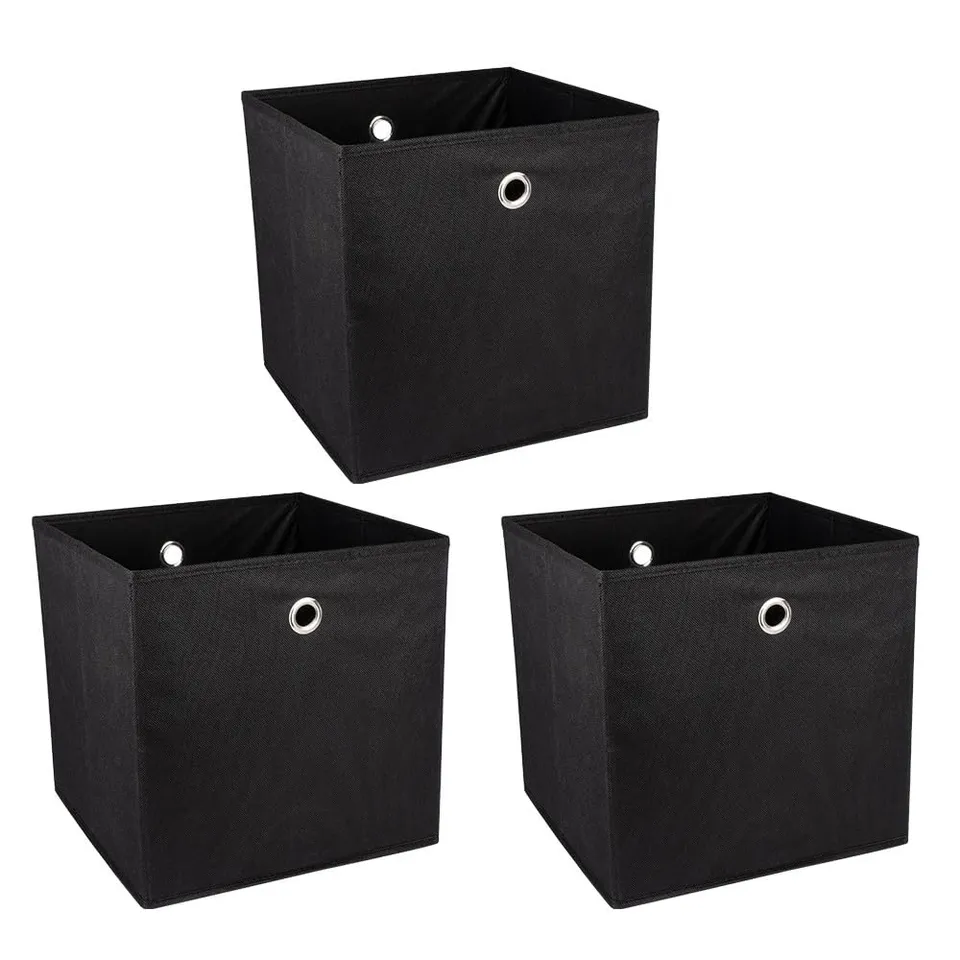 ideen-mit-herz-aufbewahrungsboxen-faltbar-30x30x30-cm-3-st-ck-schwarz image 1