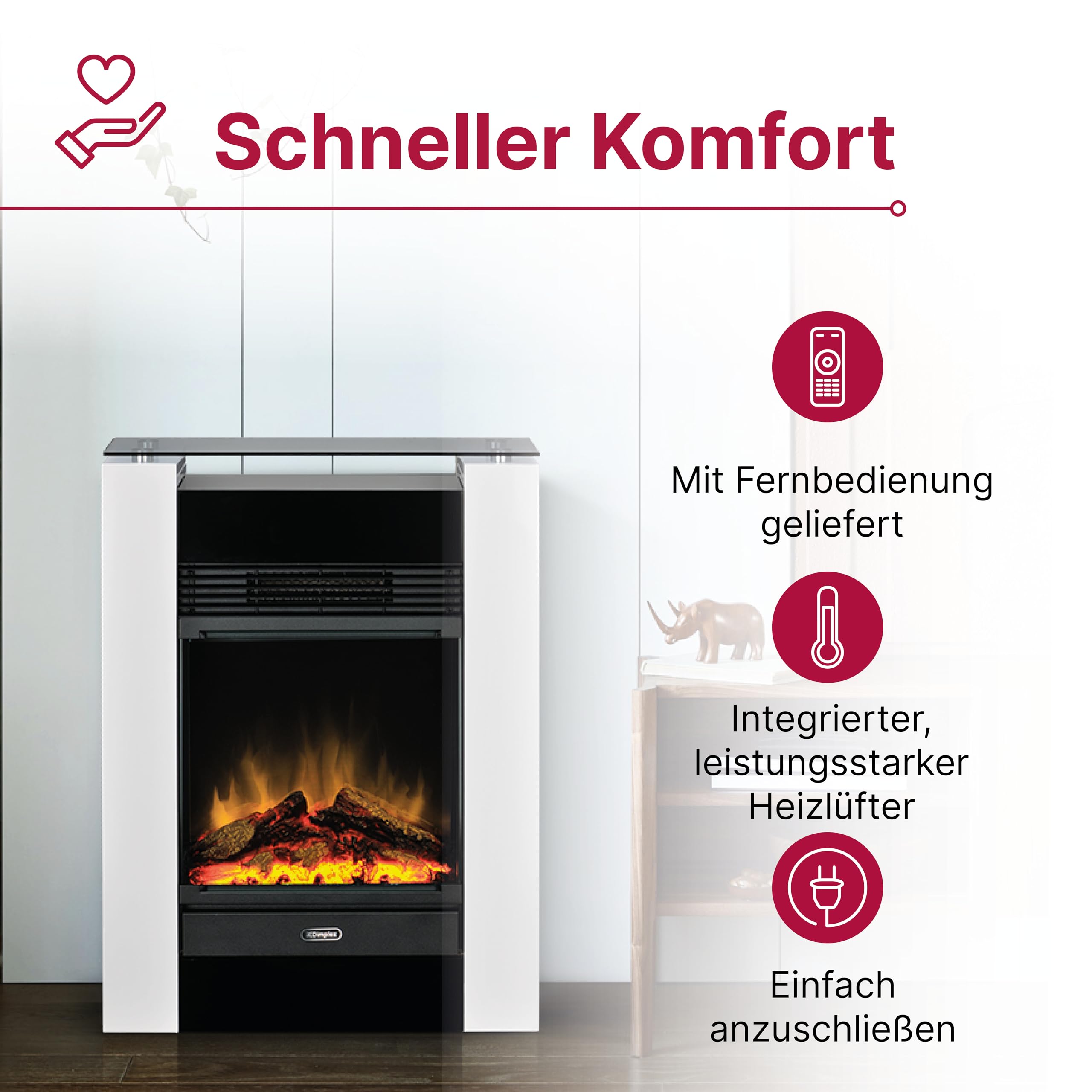 dimplex-gisella-optiflame-elektrokamin-mit-heizung-wei-glasablage image 2