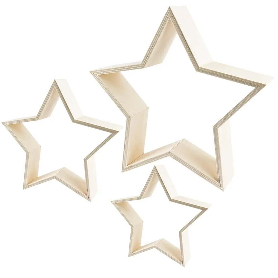 ideen-mit-herz-holz-sterne-holzrahmen-3er-set-19-5-30-cm image 1