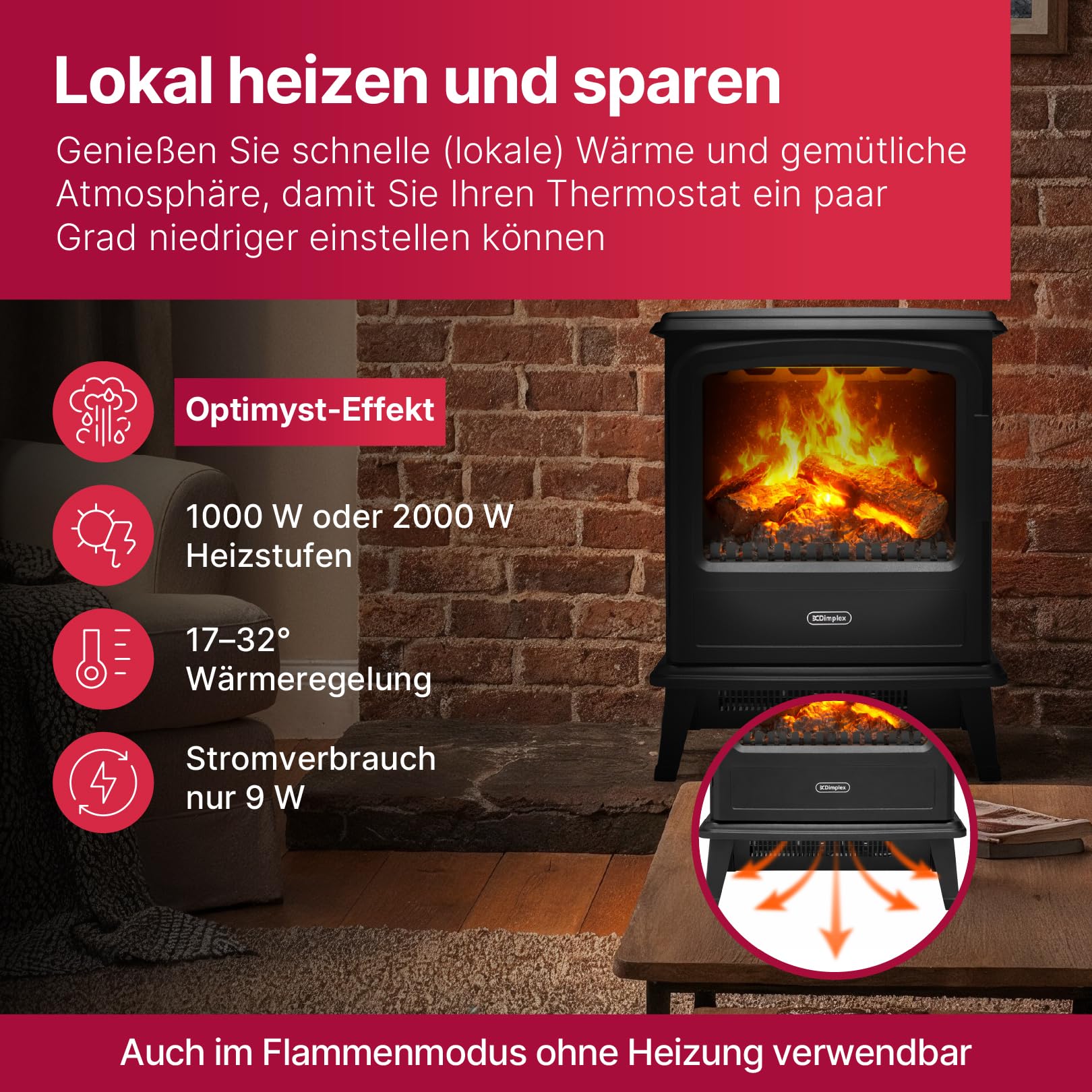 dimplex-evandale-elektrokamin-mit-optimyst-wasserdampf-und-heizung-2000w-black image 2