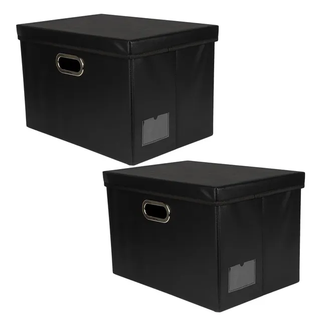 ideen-mit-herz-aufbewahrungsboxen-mit-deckel-2er-set-schwarz-lederoptik-42-x-30- image 1