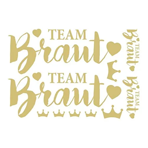 ideen-mit-herz-metallic-b-geltransfers-braut-team-braut-jga-hochzeit-gold-din-a4 image 1