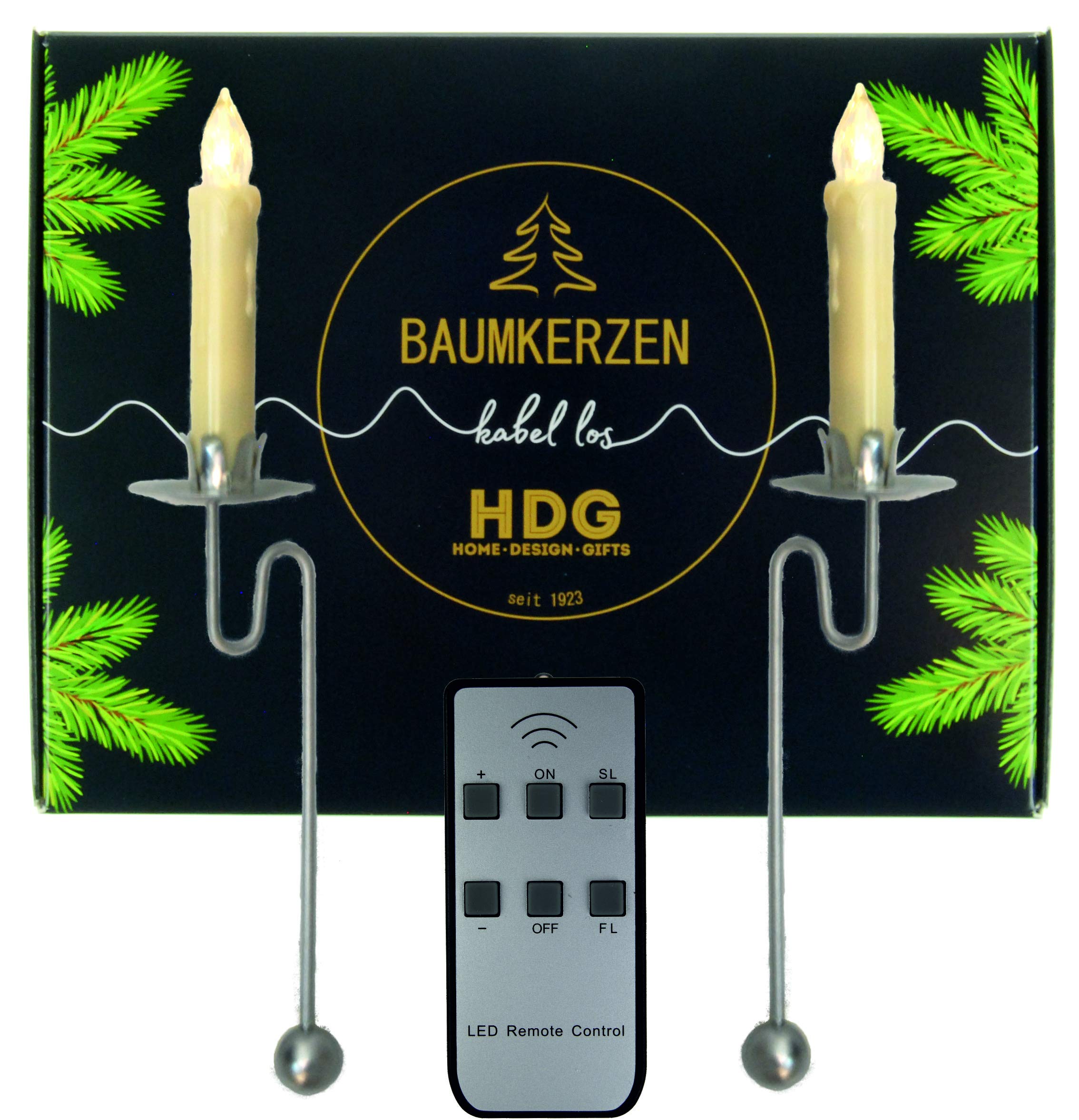 hdg-led-baumkerzen-kabellos-6er-set-mit-pendelhalter-silber-wei image 1