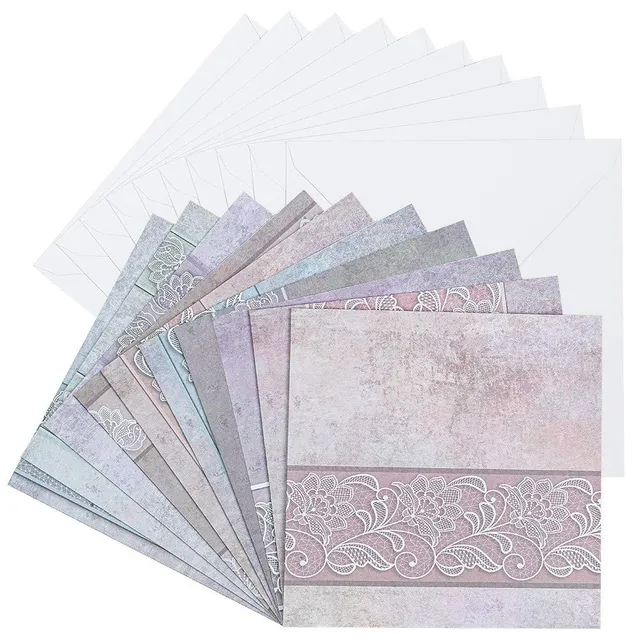ideen-mit-herz-motiv-gru-karten-spitze-16x16-cm-10er-set-mit-umschl-gen image 1