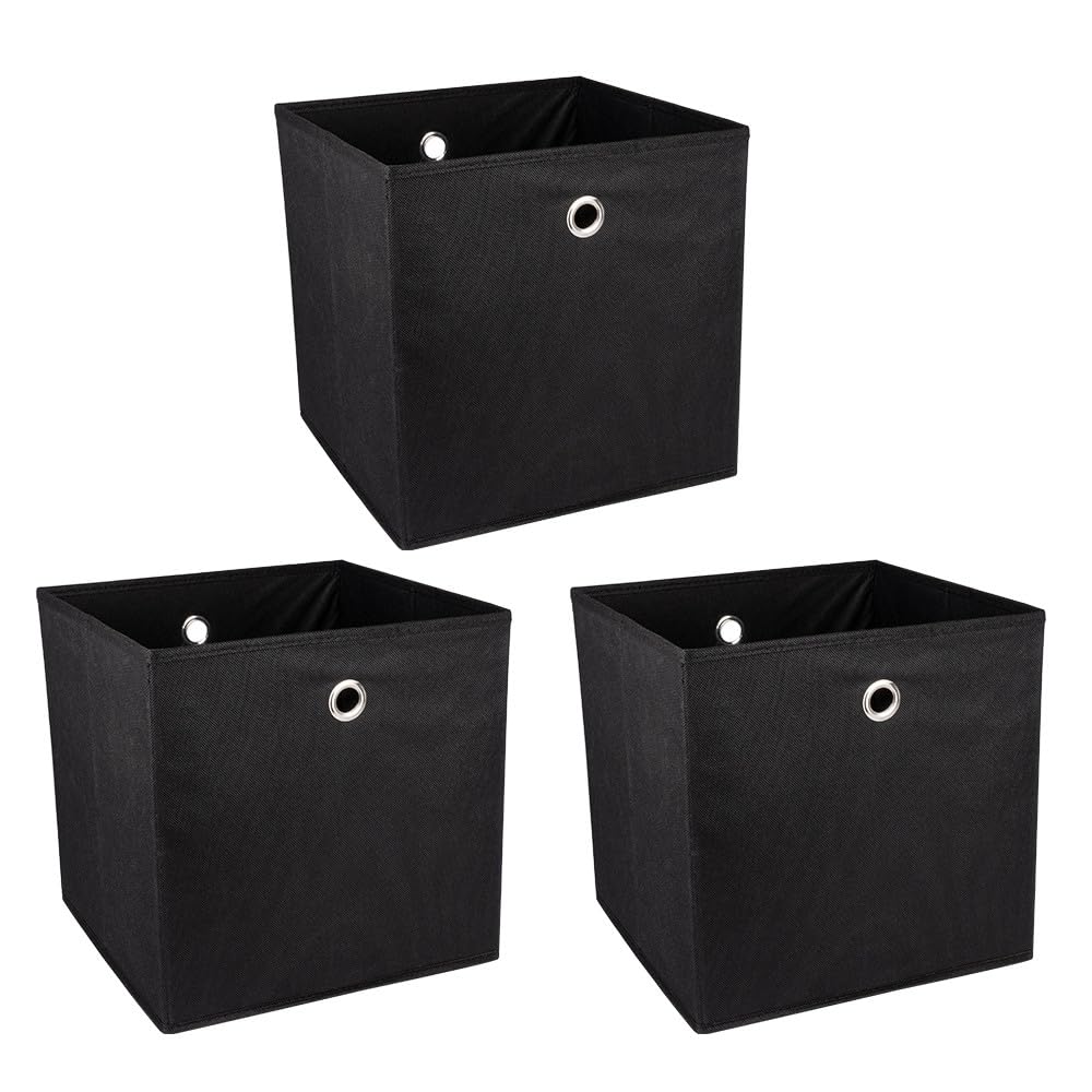 ideen-mit-herz-aufbewahrungsboxen-faltbar-30x30x30-cm-3-st-ck-schwarz image 1