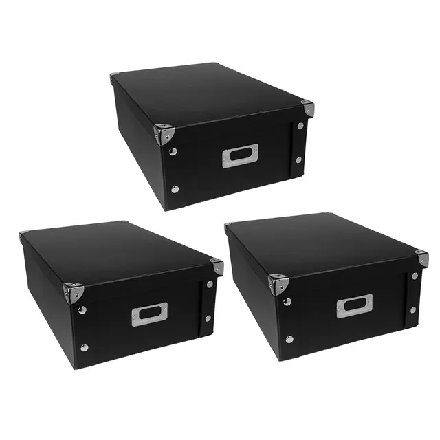 ideen-mit-herz-ordnungsboxen-3er-set-mit-deckel-faltbar-schwarz-16-liter-40-5-x- image 1