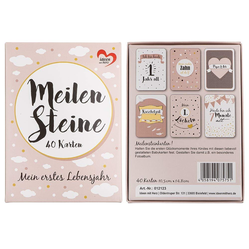 ideen-mit-herz-meilensteinkarten-baby-rosa-40-ereigniskarten-10-5-x-14-8-cm-mit- image 4