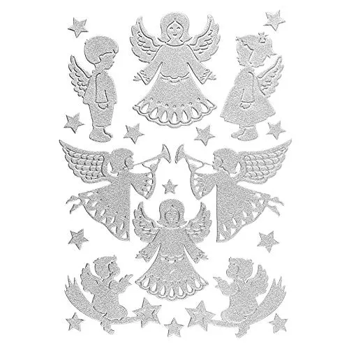 ideen-mit-herz-3-d-sticker-deluxe-engel-silber-winter-weihnachten-21-x-30-cm image 1