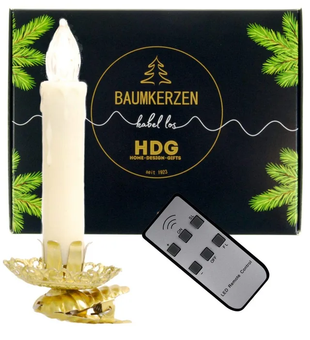hdg-baumkerzen-kabellos-8er-set-led-christbaumkerzen-wei-mit-vintage-clip-gold-f image 1