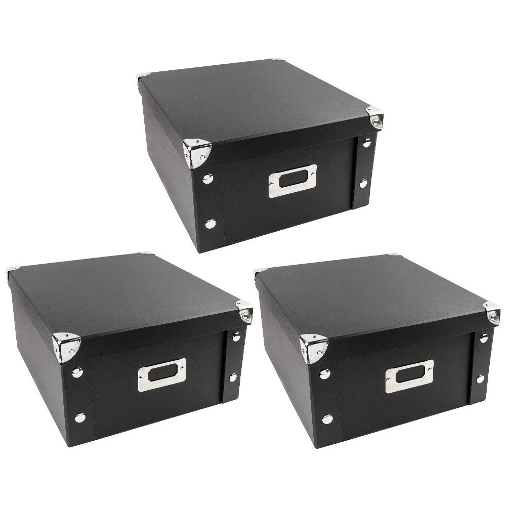 ideen-mit-herz-ordnungsboxen-3er-set-mit-deckel-faltbar-11l-31x26x14-cm-schwarz image 1