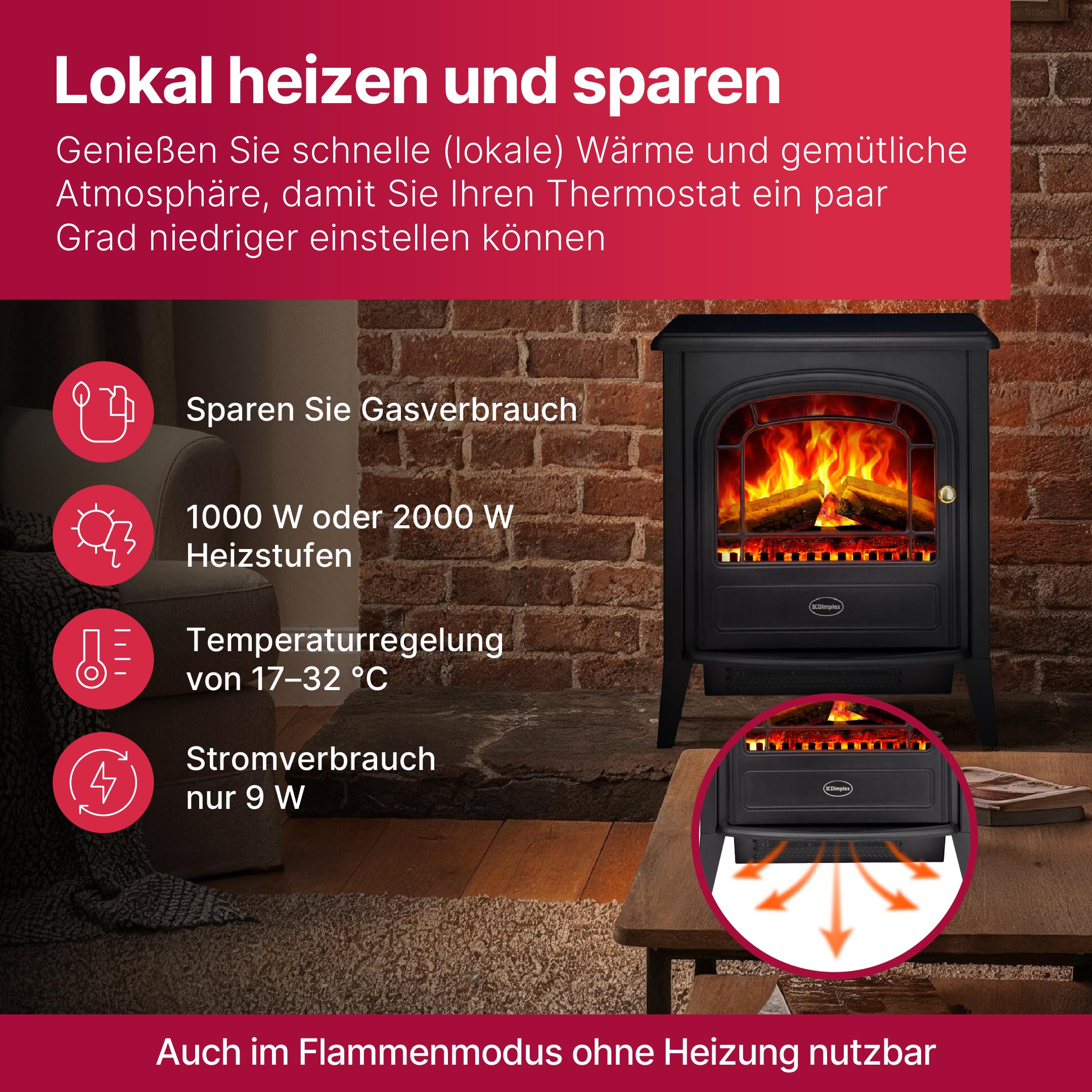 dimplex-club-elektrokamin-freistehend-optiflame-led-holzscheit-glutbett-2-kw-hei image 3