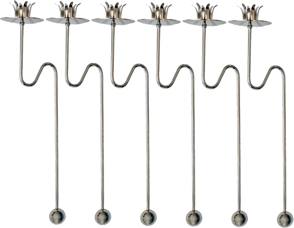 hdg-baumkerzenhalter-balancehalter-6er-set-silber-gl-nzend-f-r-baumkerzen-13-mm image 1