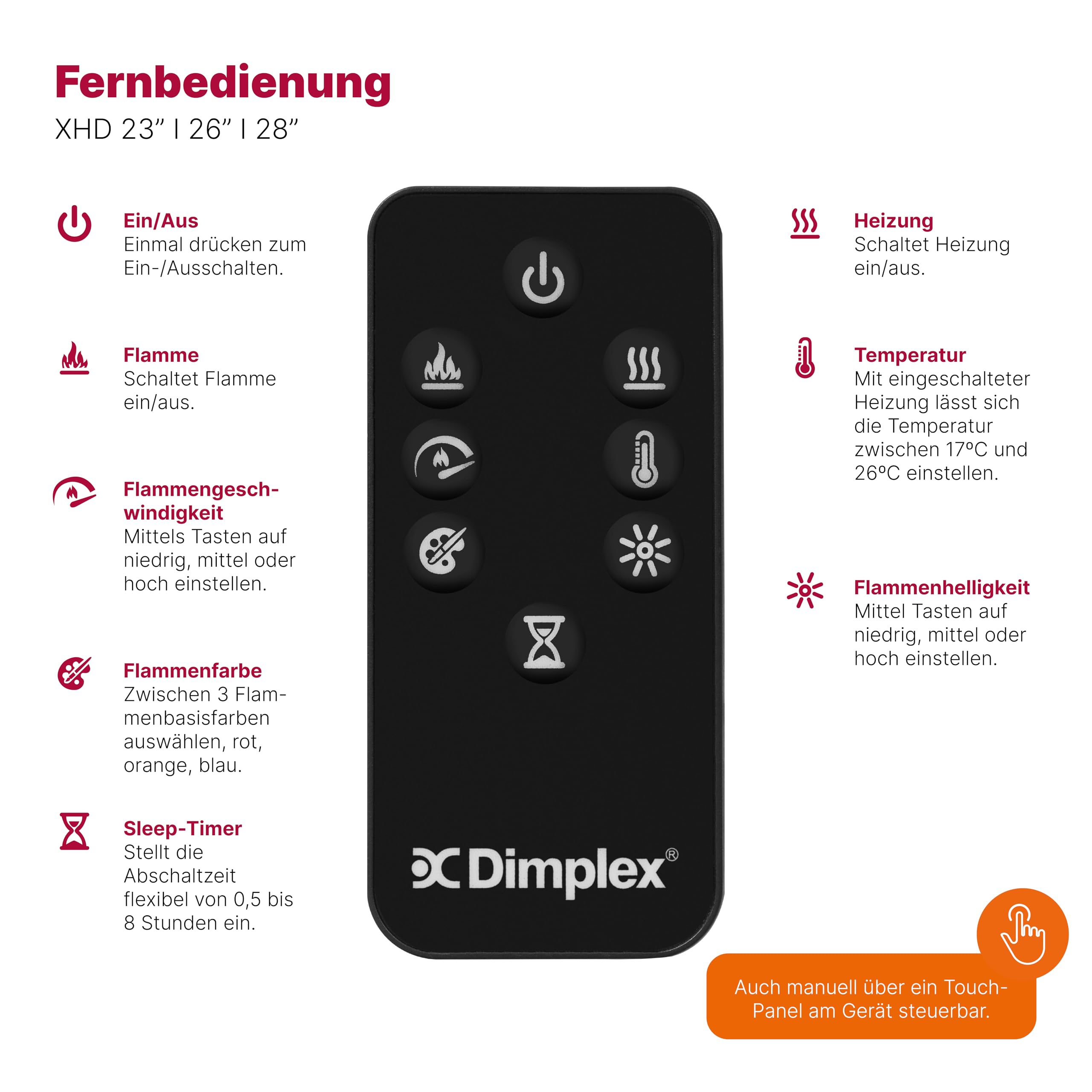 dimplex-xhd-28-elektrokamin-einsatz-wandkamin-mit-heizung-1400w image 6
