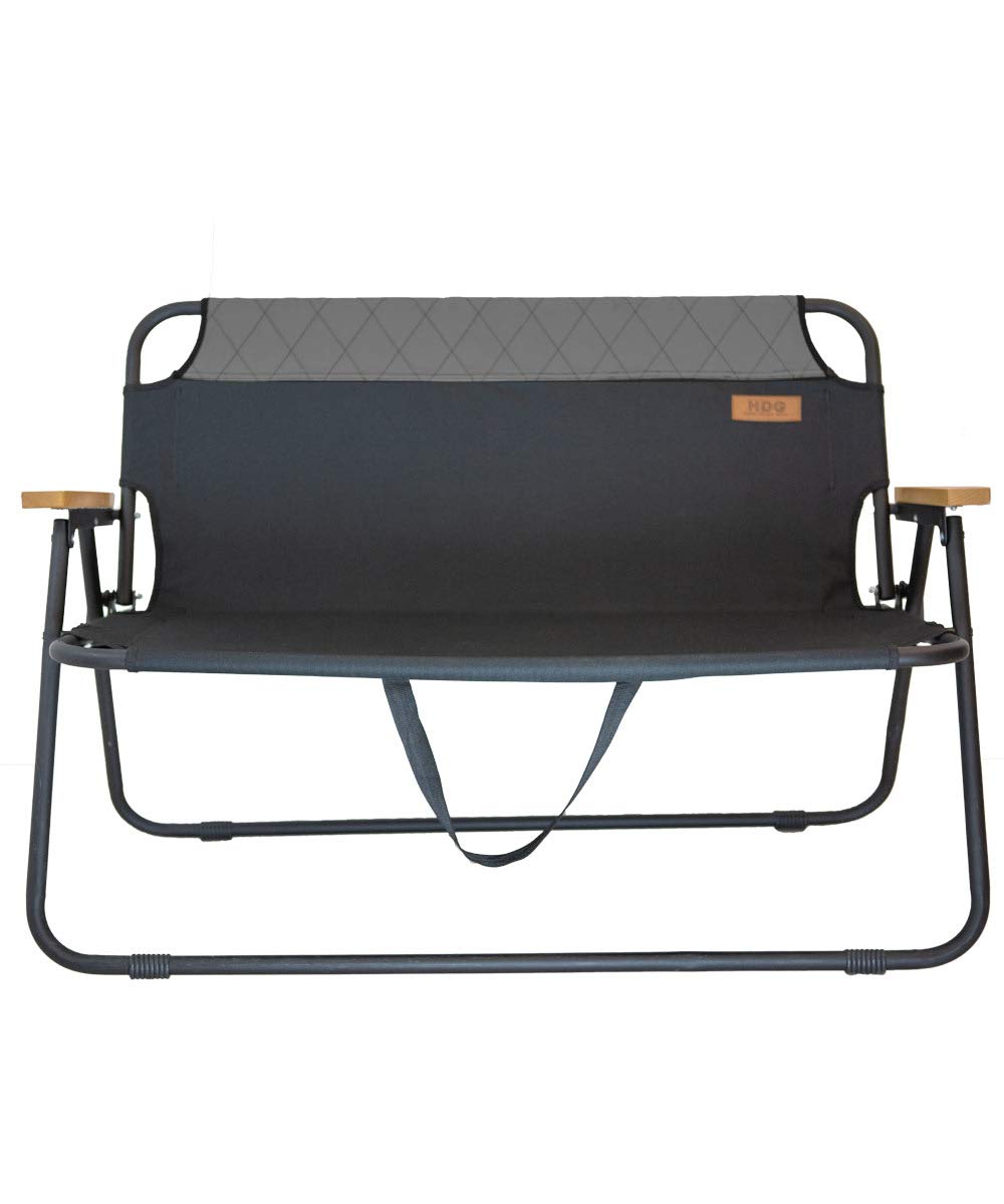 hdg-james-klappbank-2-sitzer-150-kg-tragbare-campingbank-mit-holz-armlehnen image 4