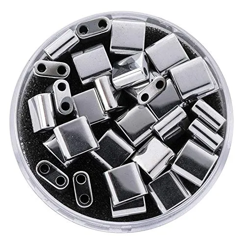 ideen-mit-herz-h-matit-perlen-quadrat-6x6x3mm-doppelloch-30-st-ck-silber-chromop image 1