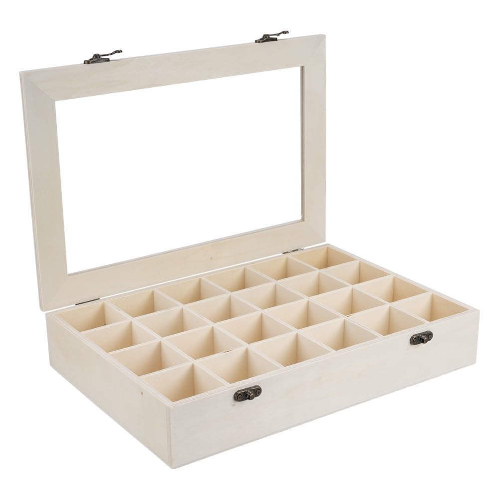 ideen-mit-herz-holz-box-mit-24-f-chern-und-deckel-mit-sichtfenster-30-x-20-x-5-5 image 3