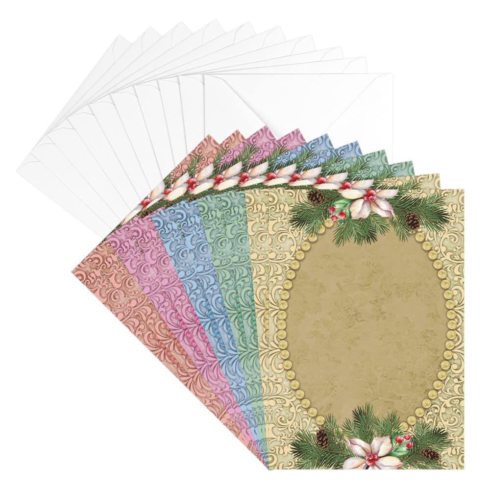 ideen-mit-herz-gru-karten-set-weihnachtliche-perlenrahmen-b6-10-karten image 1