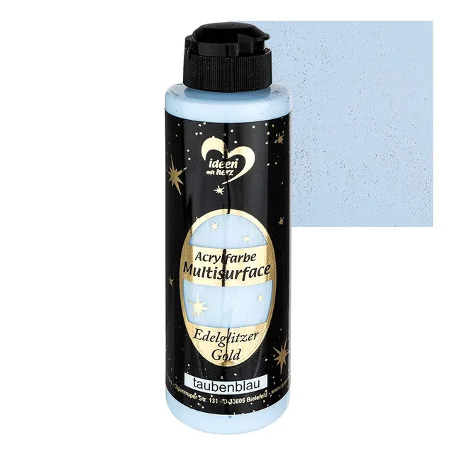 ideen-mit-herz-acrylfarbe-multisurface-edelglitzer-180-ml-taubenblau-mit-goldgli image 1