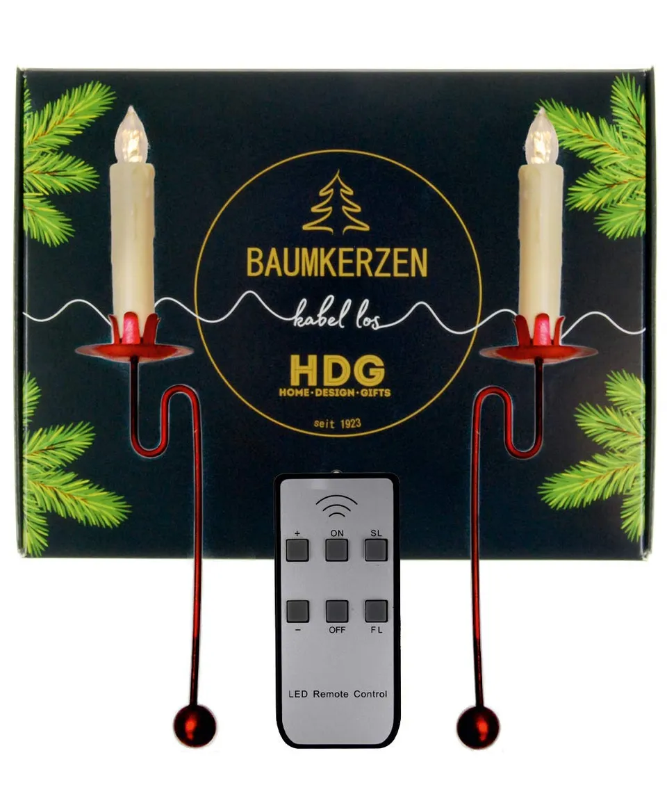 hdg-led-baumkerzen-kabellos-6er-set-mit-balancehalter-rot-matt image 1