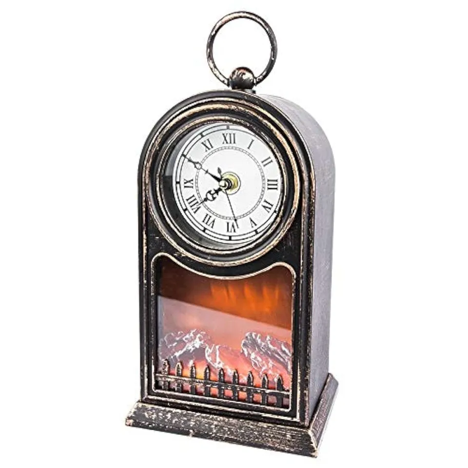 ideen-mit-herz-led-kaminfeuer-laterne-uhr-mit-timer-27-5-cm image 1