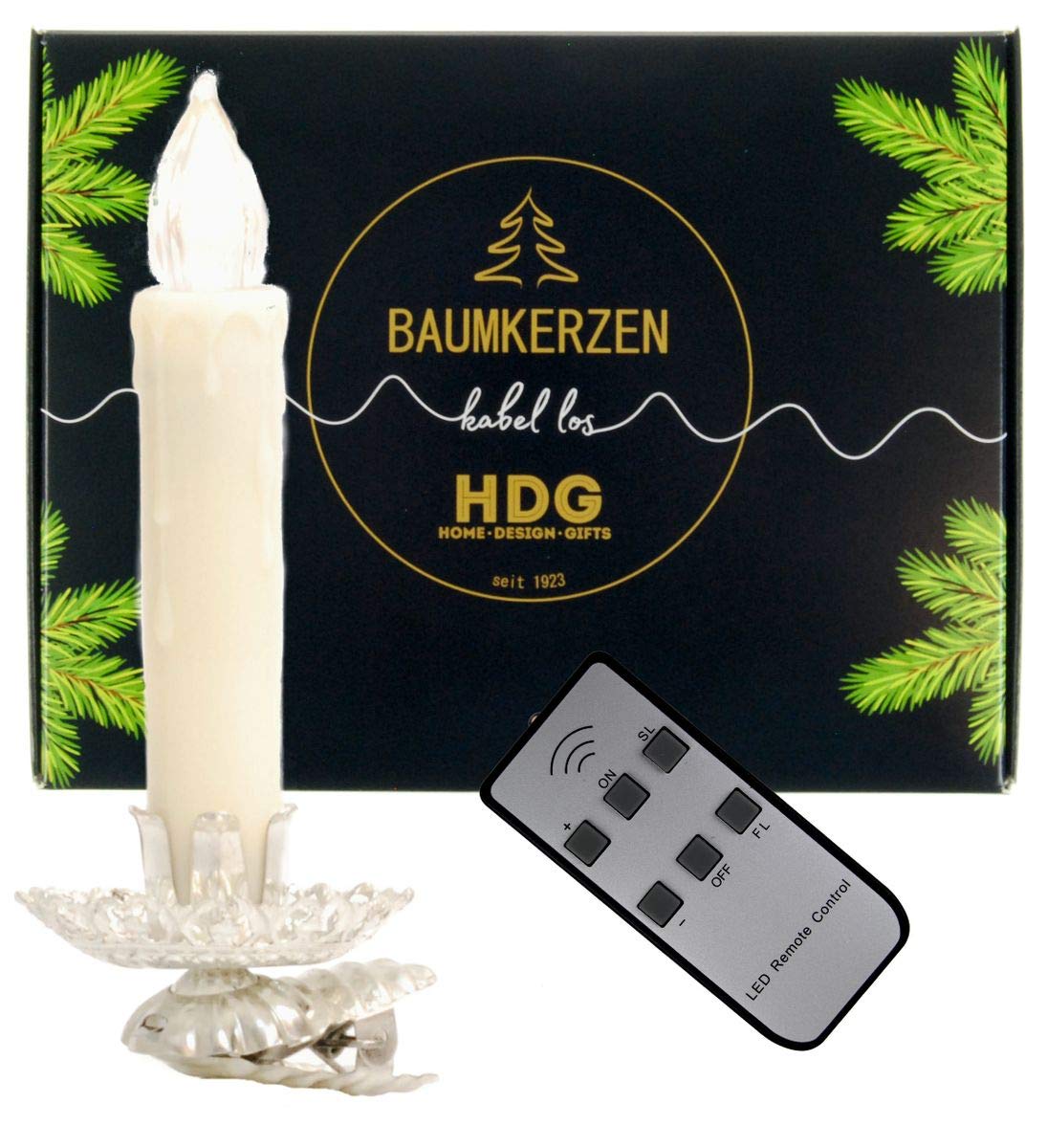 hdg-baumkerzen-kabellos-wei-8er-set-mit-vintage-clip-silber-fernbedienung image 1