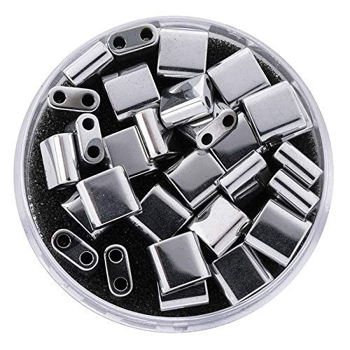 ideen-mit-herz-h-matit-perlen-quadrat-6x6x3mm-doppelloch-30-st-ck-silber-chromop image 1