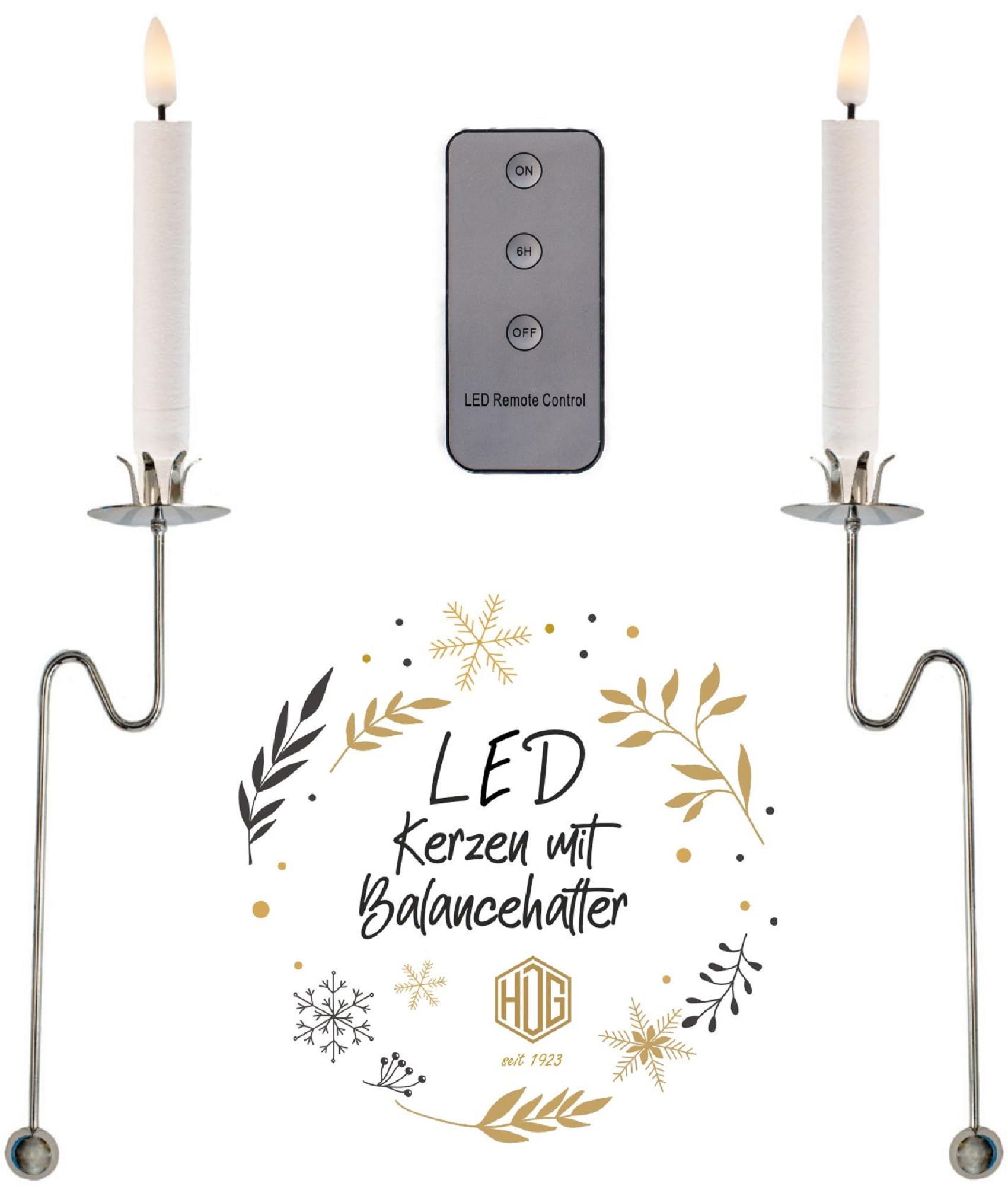 hdg-led-kerzen-wei-kabellos-6er-set-mit-baumkerzenhalter-silber-gl-nzend image 2