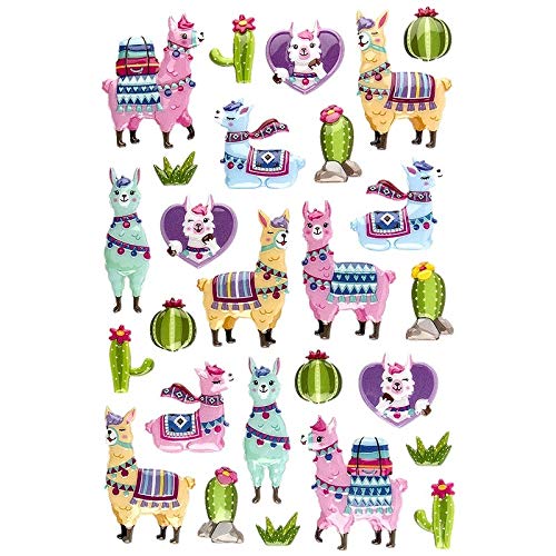 ideen-mit-herz-relief-stickerbogen-lamas-1-selbstklebende-aufkleber-14-x-21-cm-v image 1