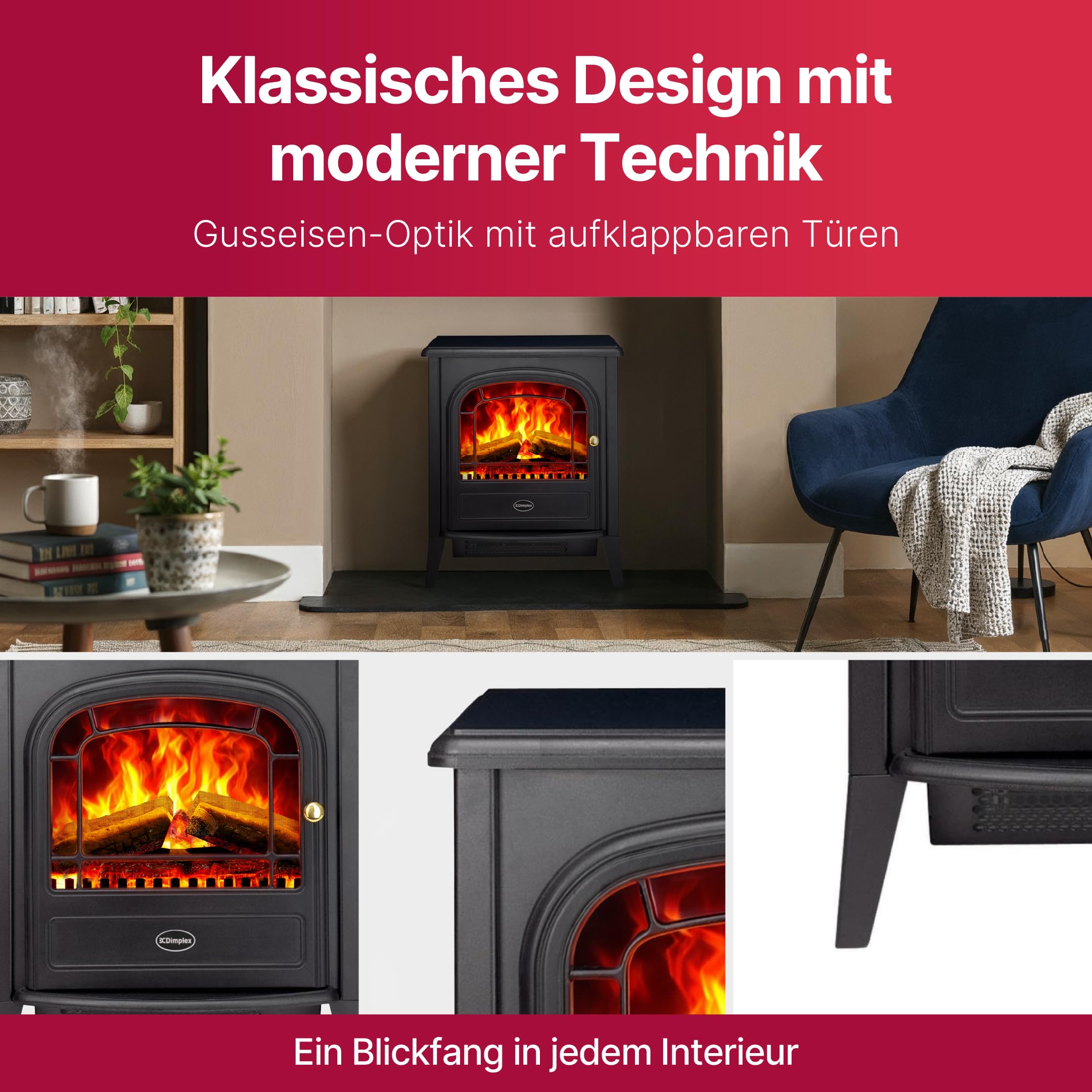 dimplex-club-elektrokamin-freistehend-optiflame-led-holzscheit-glutbett-2-kw-hei image 7