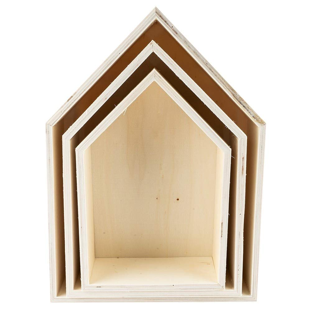 ideen-mit-herz-holzrahmen-set-haus-3-st-ck-holzbox-hausform-wandregal image 2