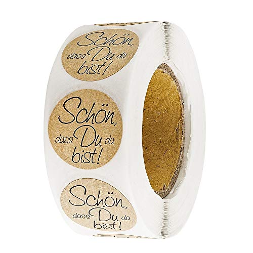 ideen-mit-herz-kraftpapier-sticker-sch-n-dass-du-da-bist-2-5-cm-500-st-ck-auf-ro image 7