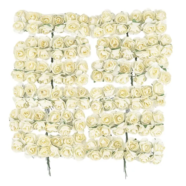 ideen-mit-herz-mini-rosen-papier-mit-draht-stiel-creme-2-cm-144-st-ck image 1