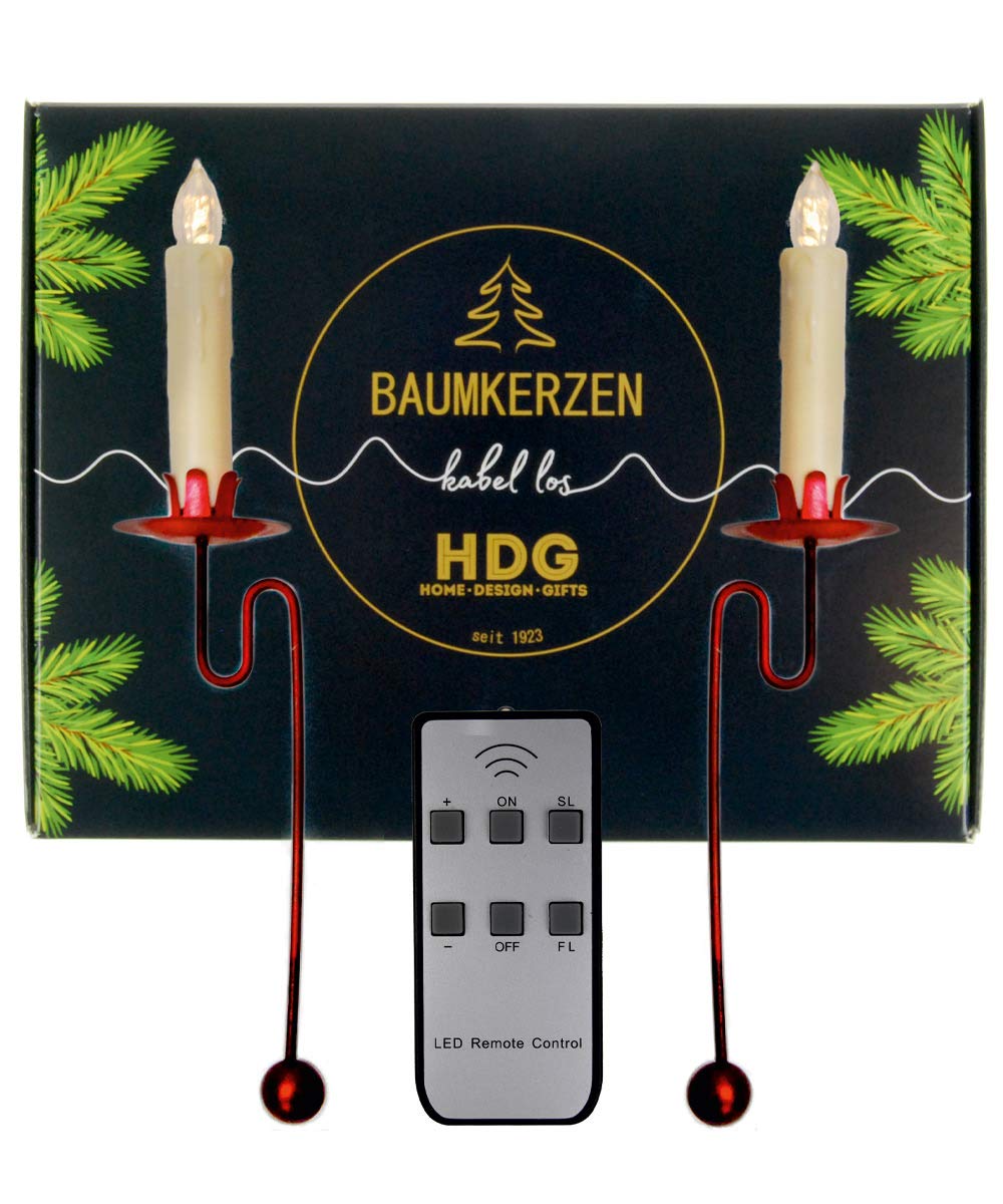 hdg-led-baumkerzen-kabellos-6er-set-mit-balancehalter-rot-matt image 1