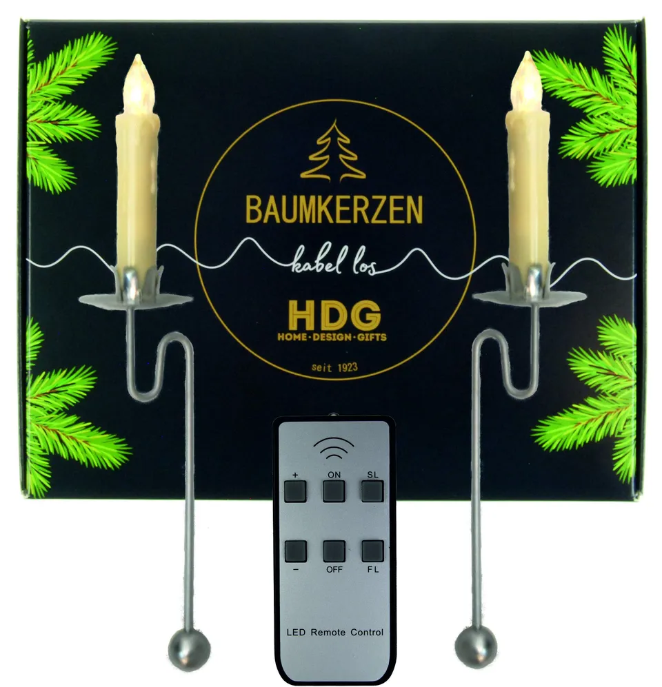 hdg-led-baumkerzen-kabellos-6er-set-mit-pendelhalter-silber-wei image 1
