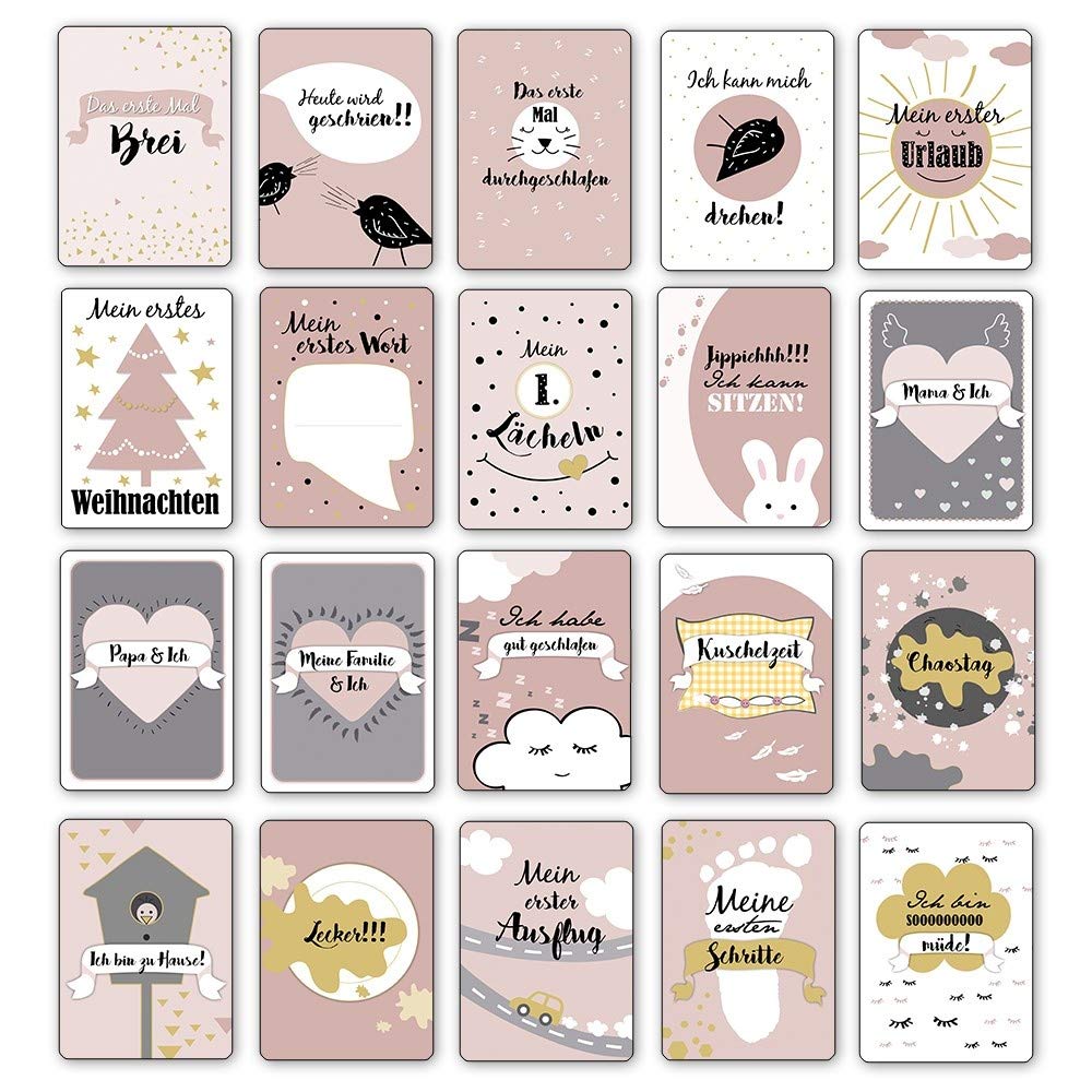 ideen-mit-herz-meilensteinkarten-baby-rosa-40-ereigniskarten-10-5-x-14-8-cm-mit- image 2