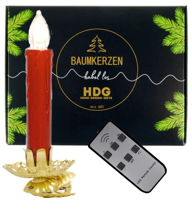 hdg-baumkerzen-led-kabellos-mit-fernbedienung-8er-set-vintage-gold image 1