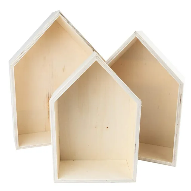 ideen-mit-herz-holzrahmen-set-haus-3-st-ck-holzbox-hausform-wandregal image 1