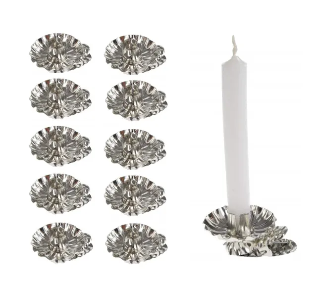 hdg-baumkerzenhalter-mit-clip-silber-10er-set-zapfenform-made-in-germany image 1